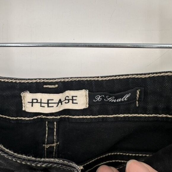 Please Button Fly Black Boyfriend Jeans Made in Italy Size XS X Small Stretch - Picture 3 of 14